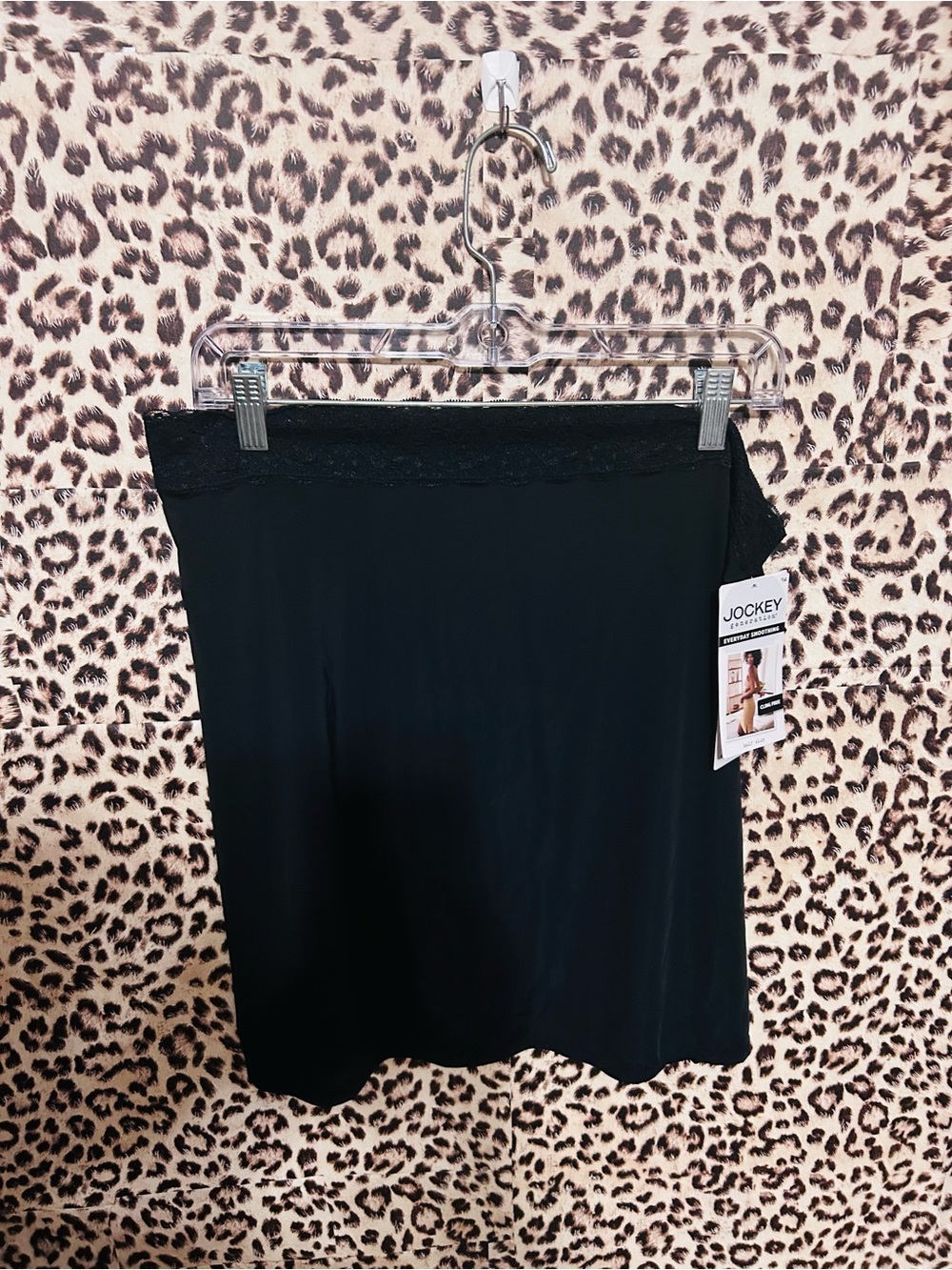 Jockey Black Slip Skirt with Lace Waistband